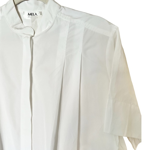 Mela Purdie SS Tuck Shirt White Button Down Blouse Size Medium relaxed - Picture 5 of 16